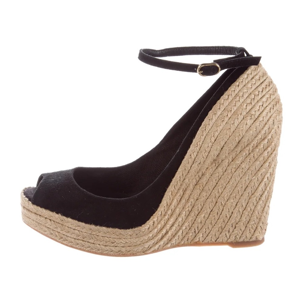 JEAN-MICHEL CAZABAT Suede Peep-Toe Espadrille Wedges